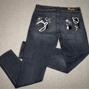 HAND‎ PAINTED Kut from the Kloth Skinny Jeans Celestial Painted Blue 2 Alt Space